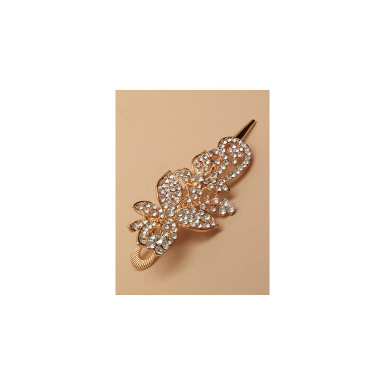 Picture of 8055-HAIR CLIPS - 12CM GILT CRYSTAL FLOWER BEAK CLIP